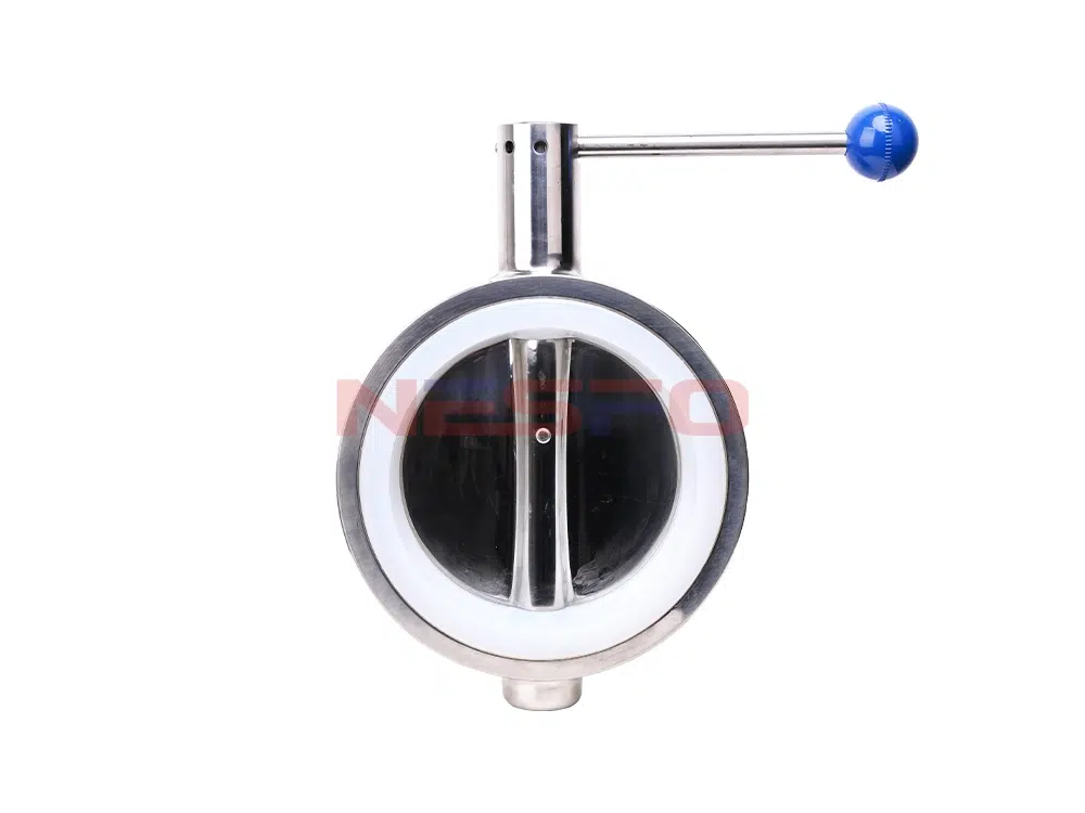 Van bướm kẹp giữa bằng cao su silicone, loại 304 thép không gỉ đạt tiêu chuẩn vệ sinh D71X-10P