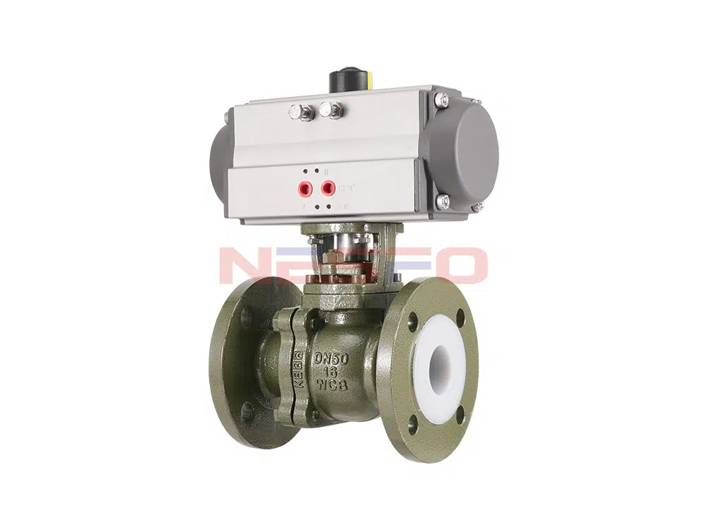 铸钢气动衬氟法兰球阀 Q641F46-16C