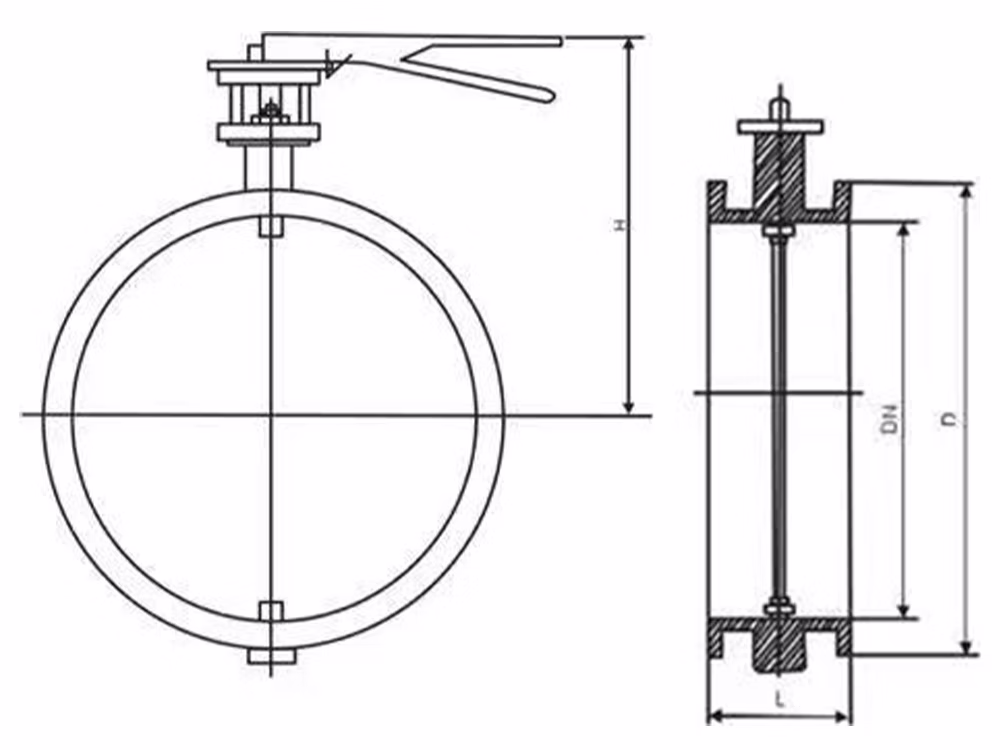 Cast Steel Worm Gear Wafer-Type Ventilation Butterfly Valve D371W-1C