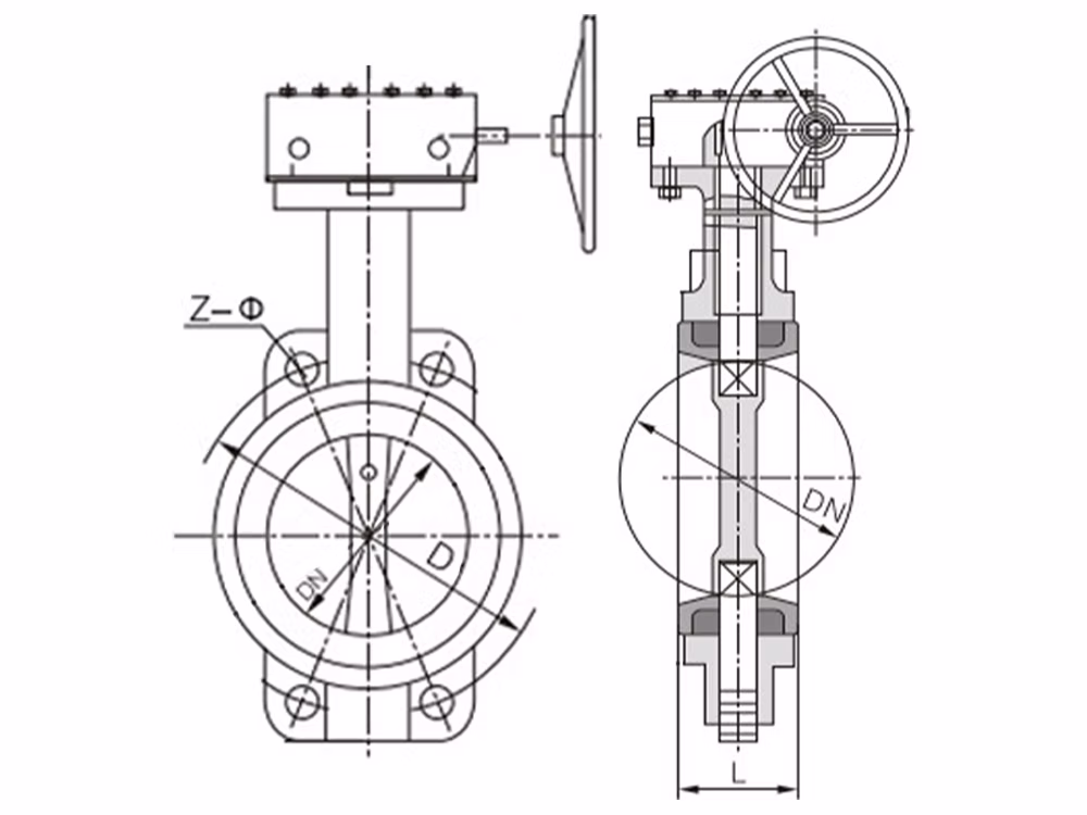 Cast Steel Worm Gear PTFE Wafer-Type Butterfly Valve D371F-16C