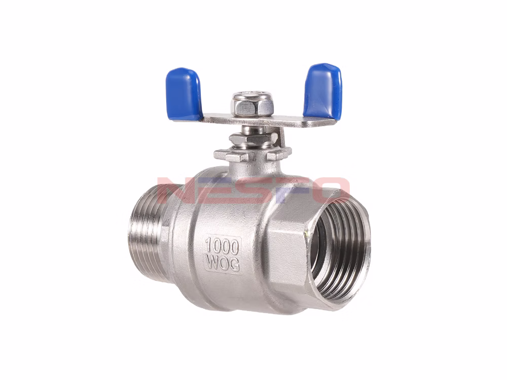 Válvula de esfera de duas peças com fio interno e externo em aço inoxidável 304 Q31F-16P