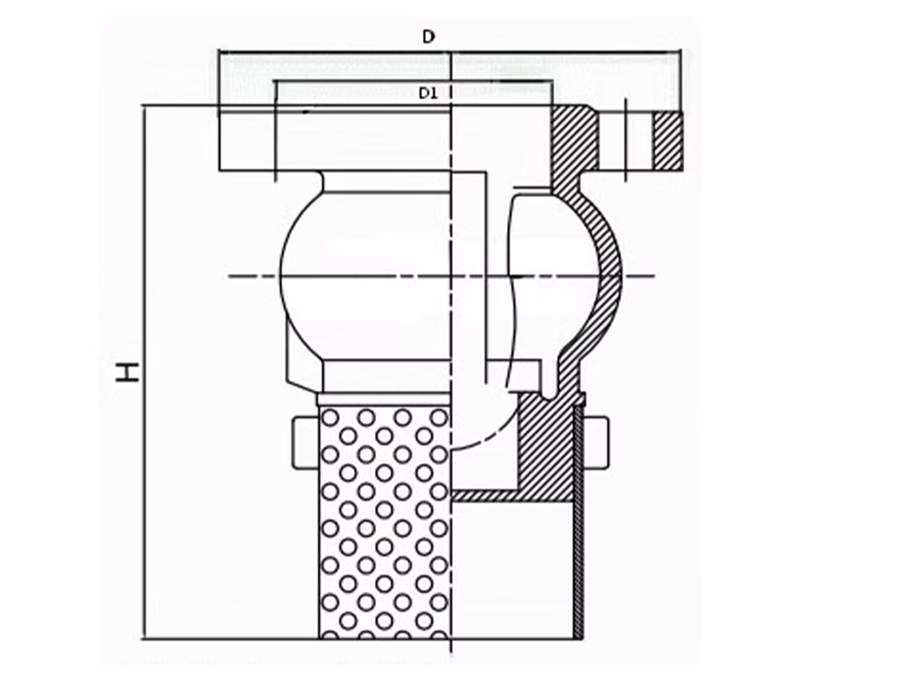 球墨铸铁滤网式法兰底阀 H42X-16Q