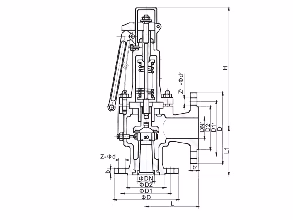 铸钢带扳手弹簧微启式安全阀 A47H-16C 1 1777986880 结构图